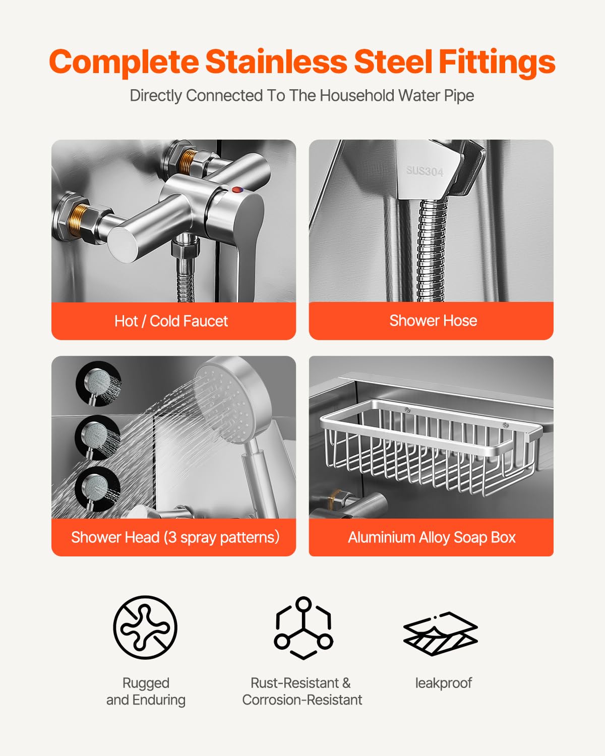34" Stainless Steel Dog Washing Station with Shower Faucet Y3991
