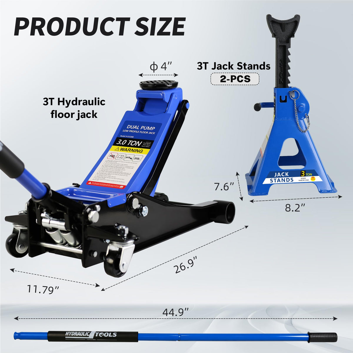 3 Ton Low Profile Hydraulic Floor Jack with Jack Stands T69137