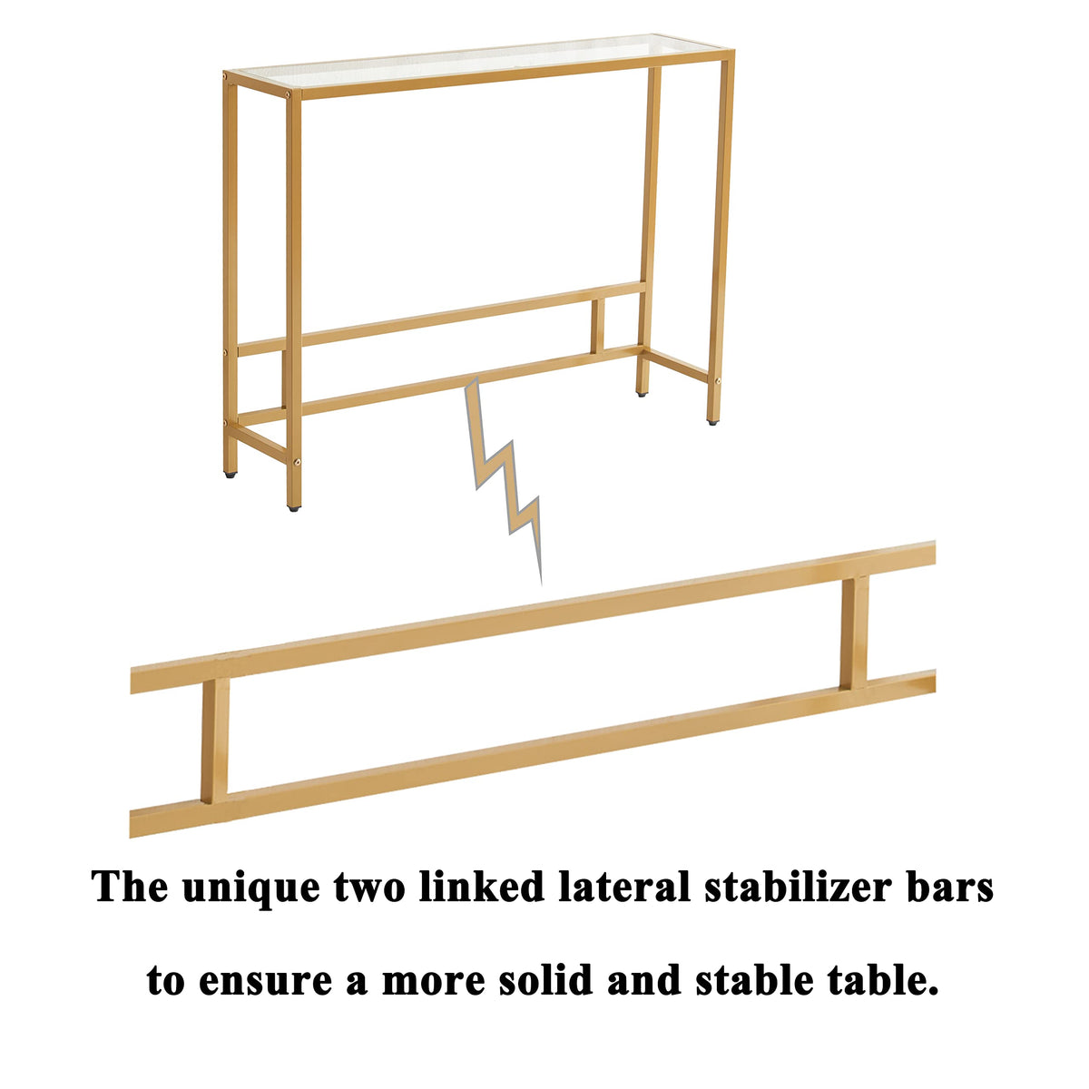 Small Modern Console Table Tempered Glass Metal Frame R2190