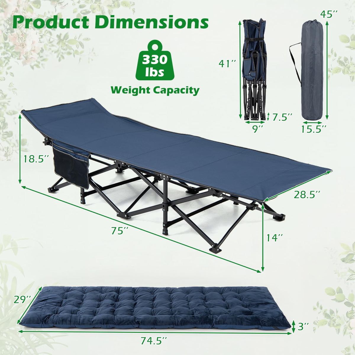 Camping Cot with Padded Mat H525