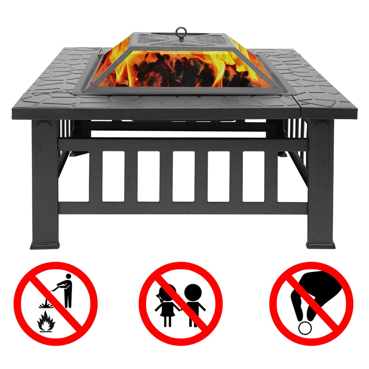 32 Inch Black Metal Wood Burning Fire Pit X665