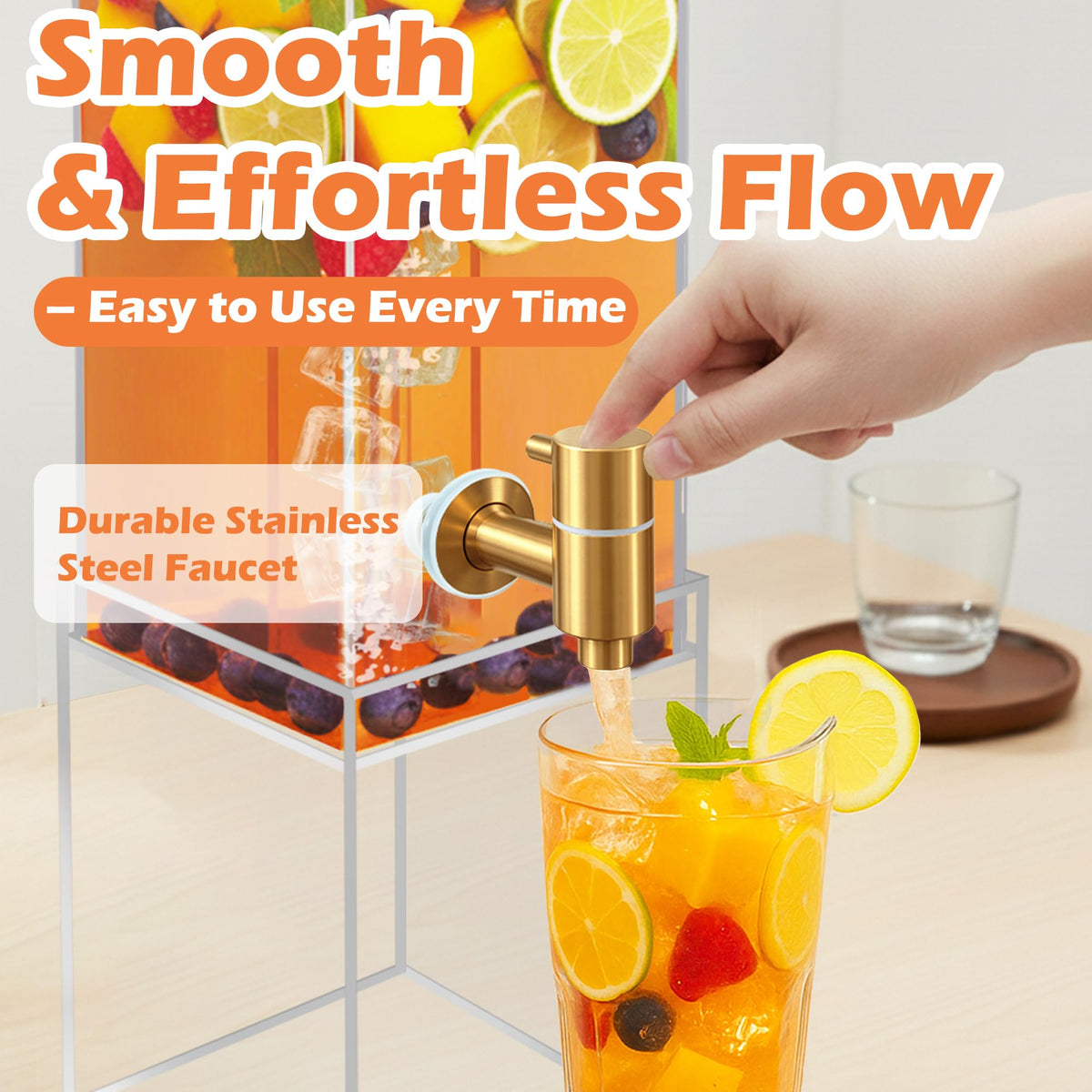 2 Gallon Drink Dispenser with Airtight Valve and Acrylic Stand F211874