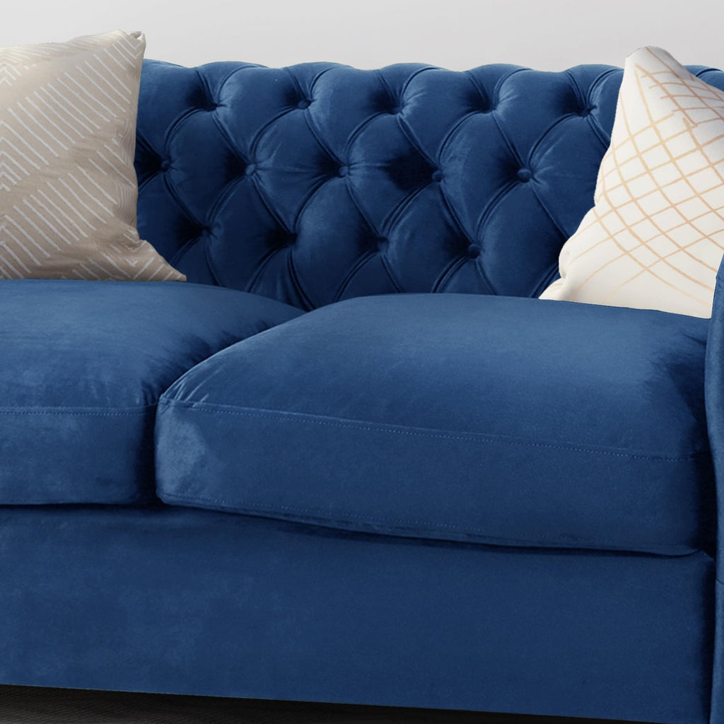 Navy Blue Velvet Loveseat Sofa U219692