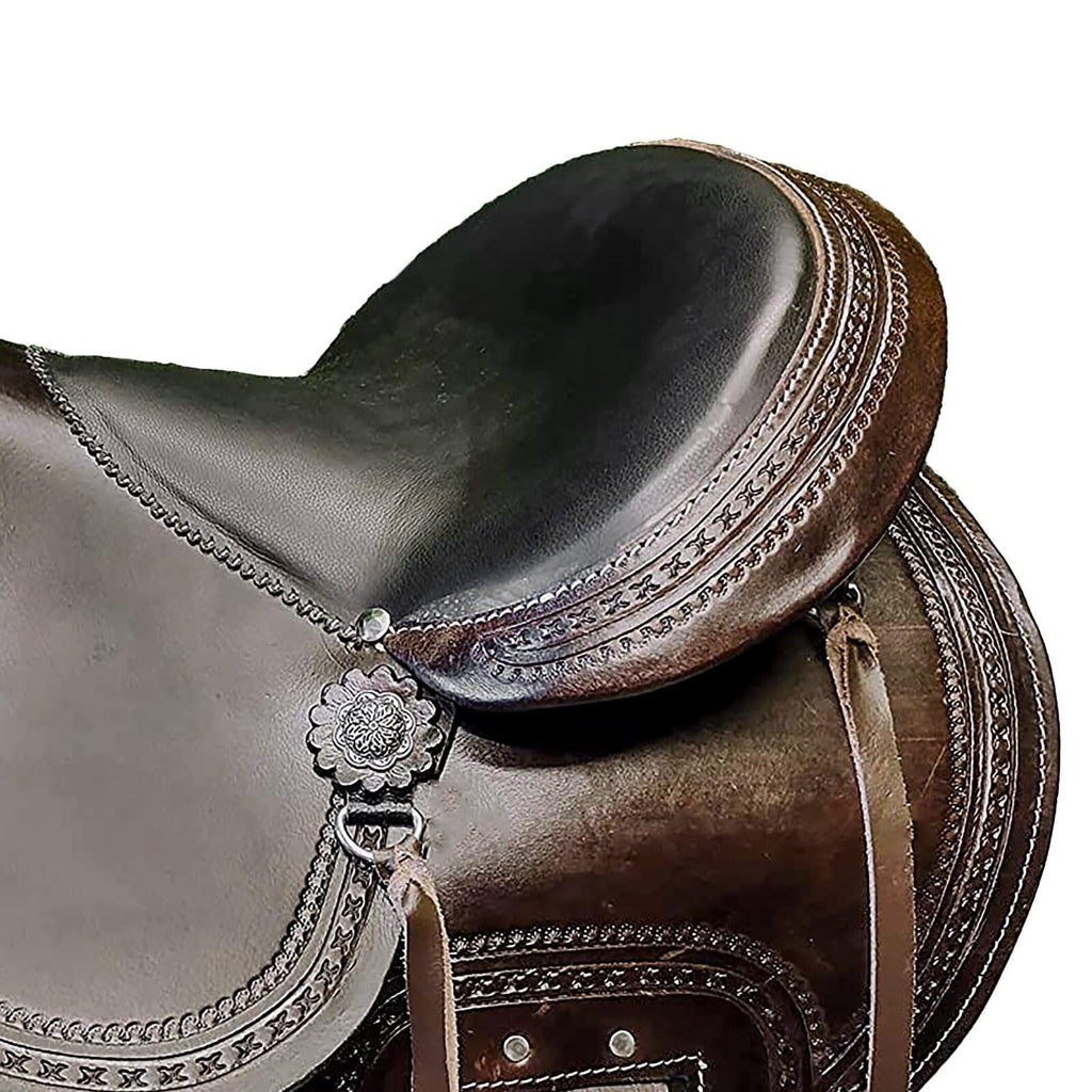 Brown Leather Western Horse Saddle Set with Headstall Breast Collar Reins H19756