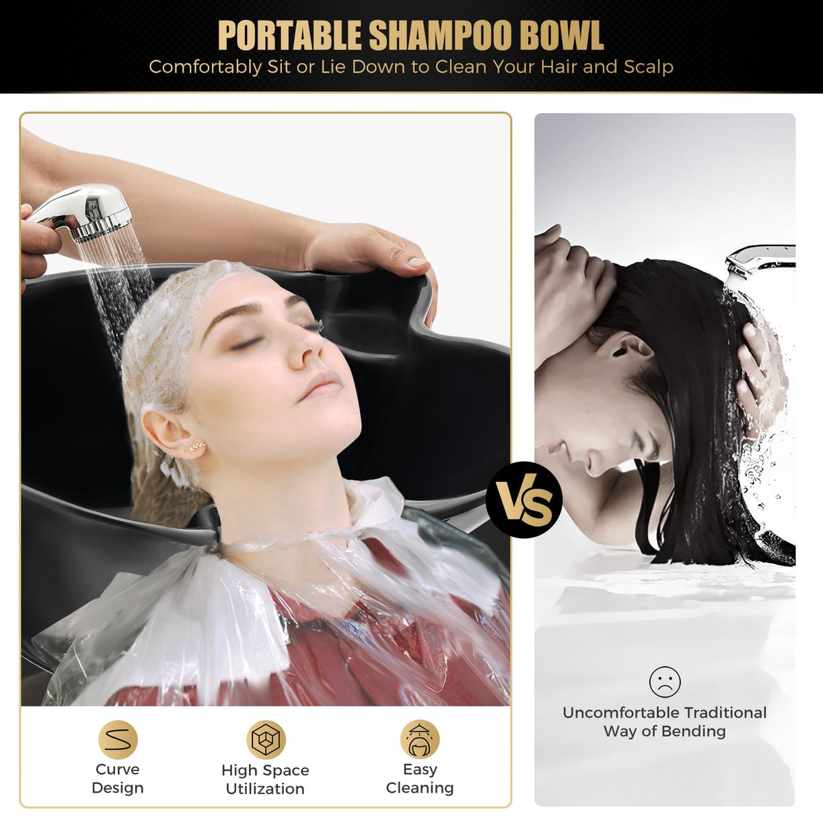 Portable Shampoo Bowl with 2 Buckets Electric Pump & Adjustable Hair Washing Basin K793