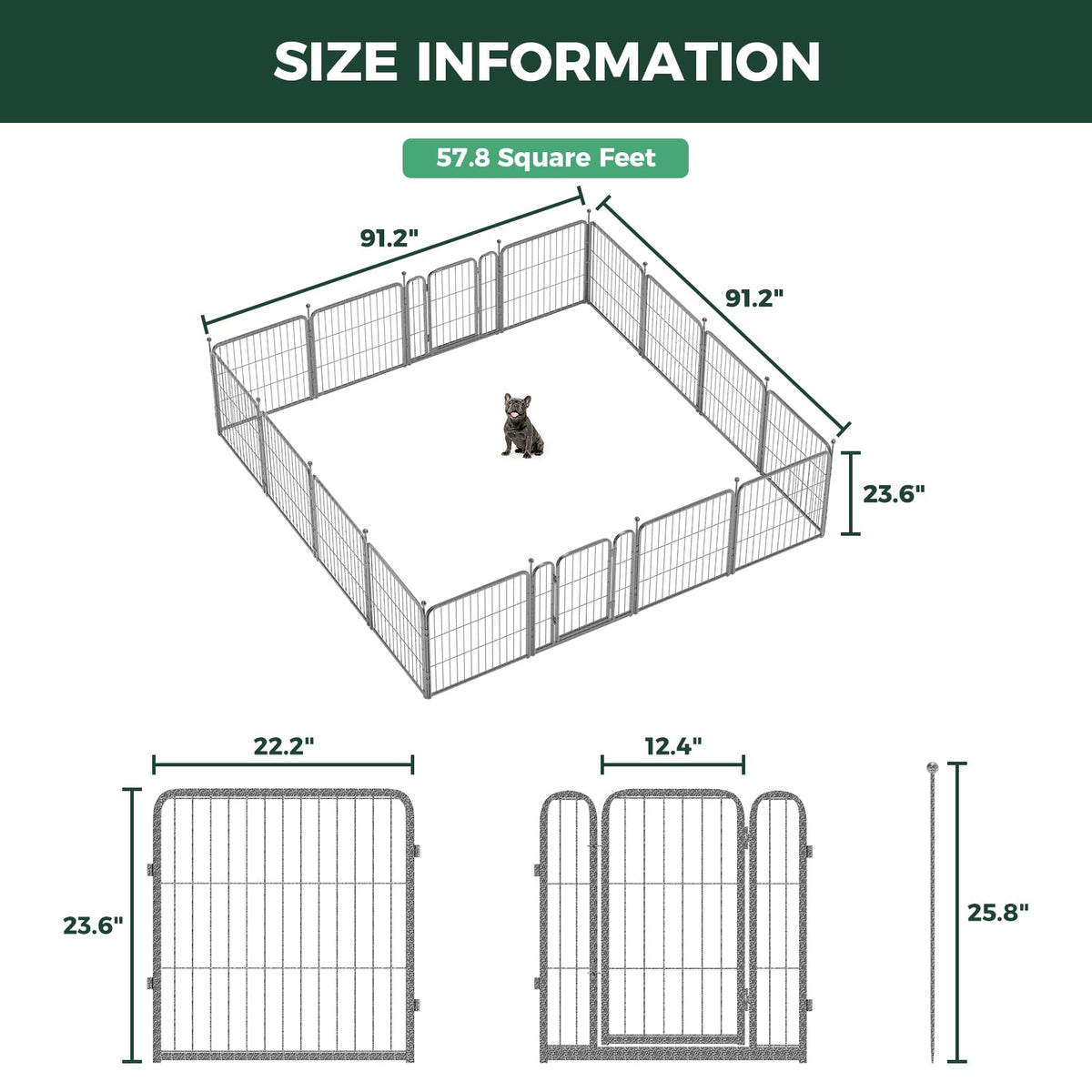 24" H 16 Panels Dog Playpen D89120
