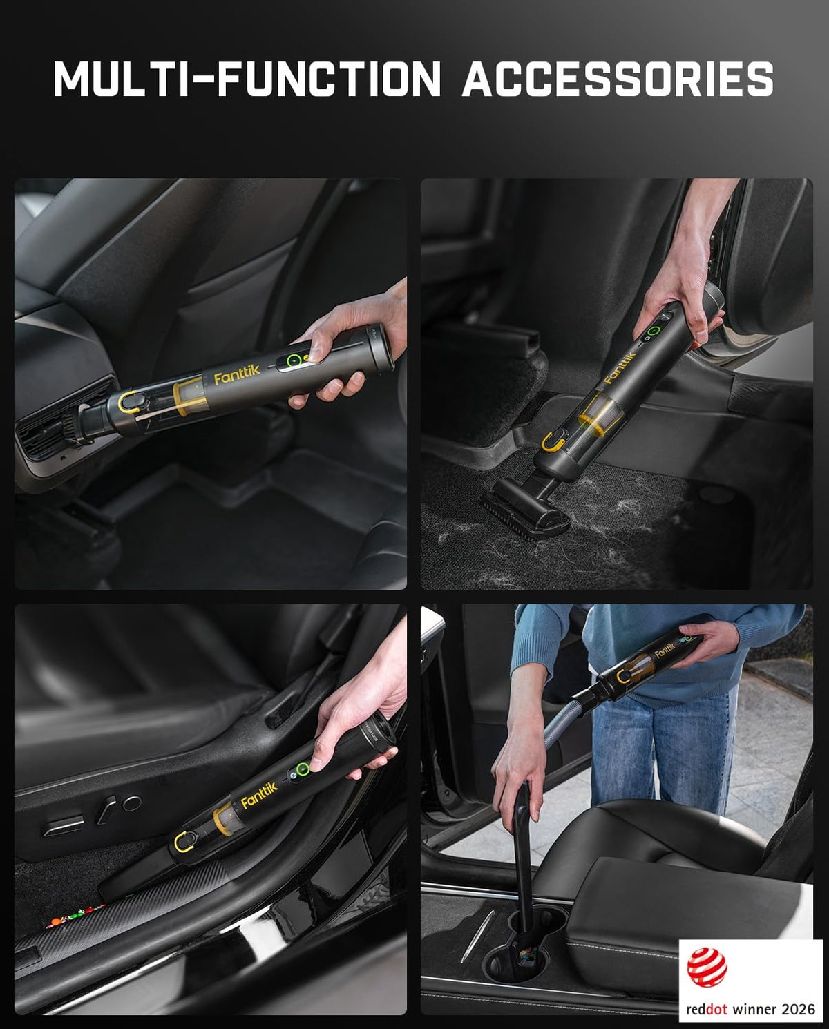 Cordless Handheld Car Vacuum, 19kPa, Black O3040