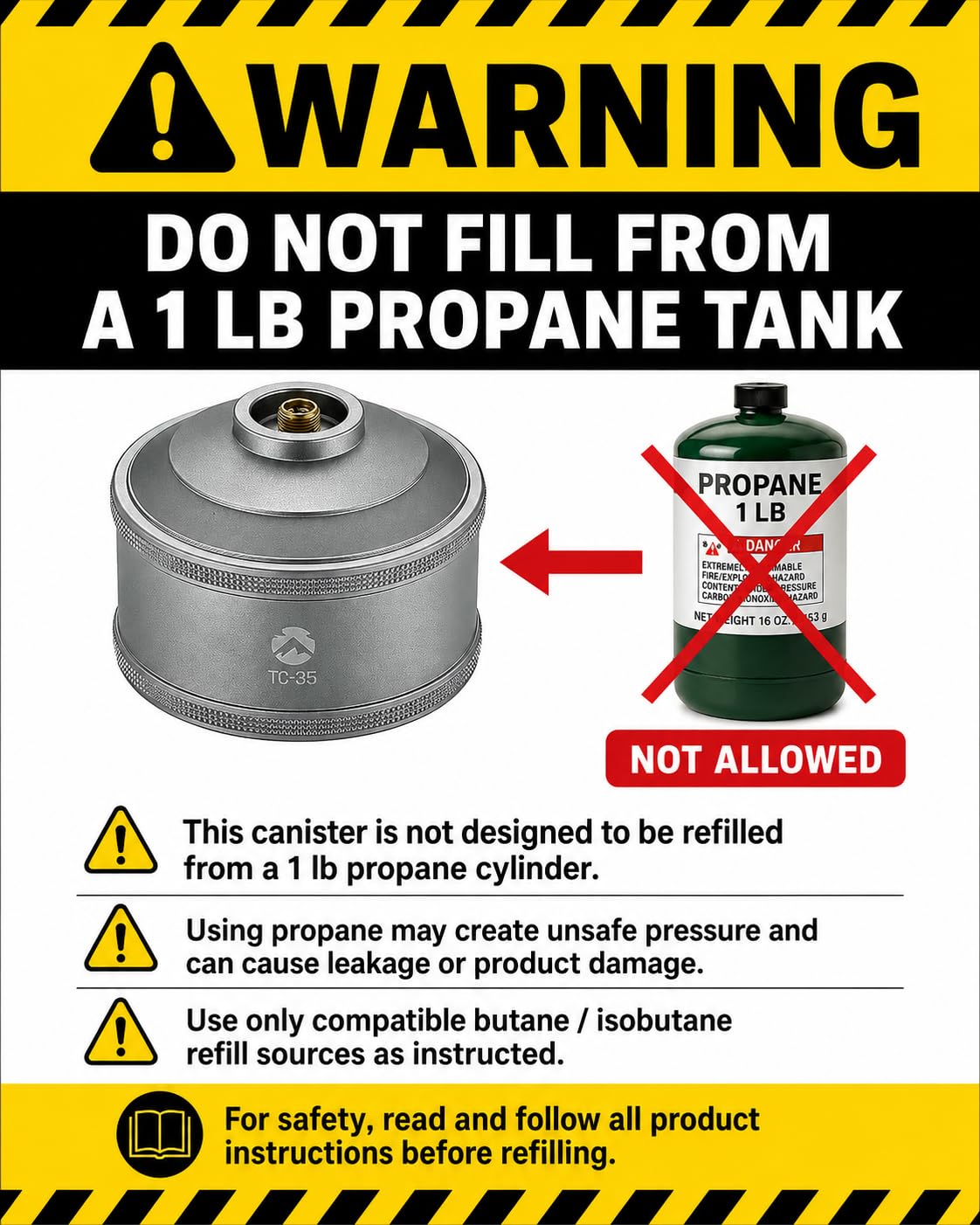 Empty Refillable Gas Canister 110g W2292