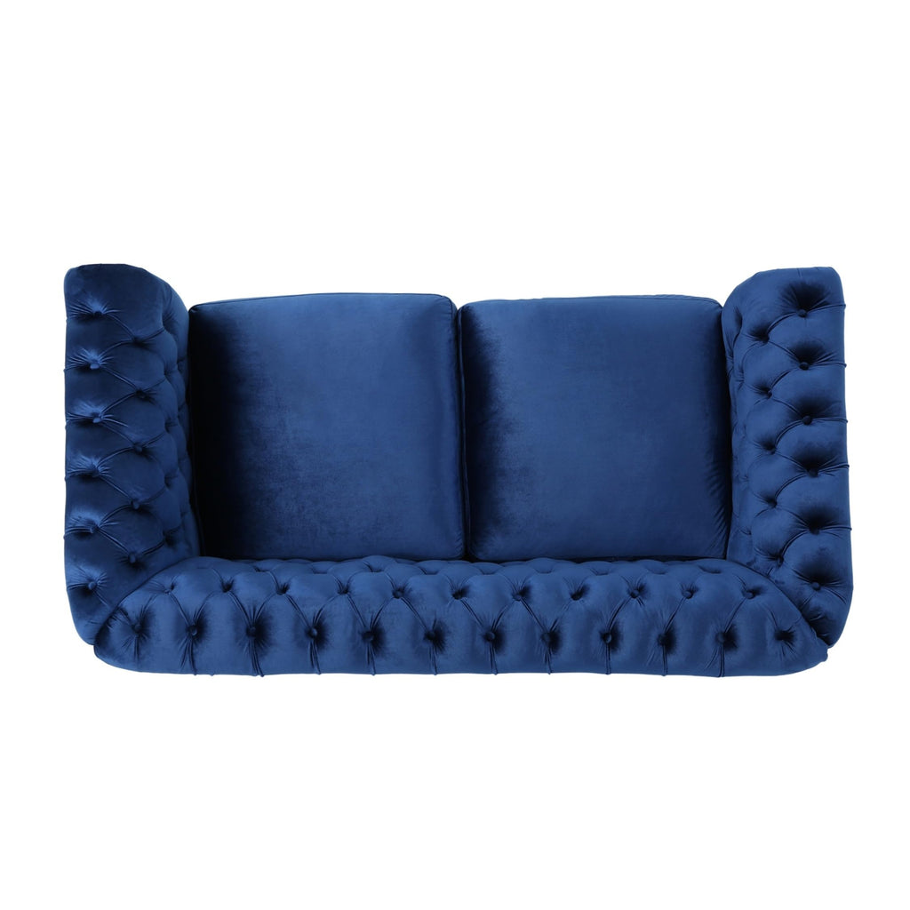 Navy Blue Velvet Loveseat Sofa U219692