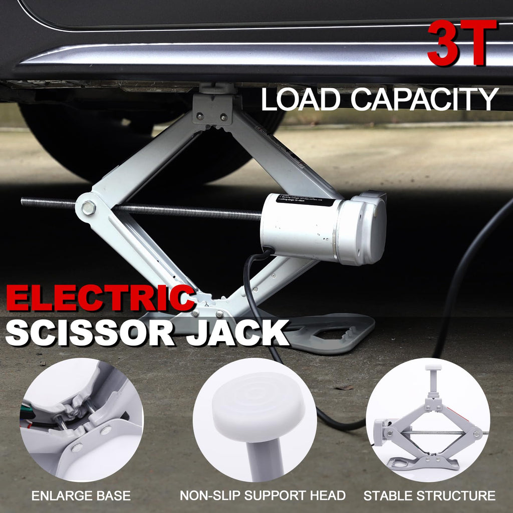 Electric Car Jack 3 Ton 12V Scissor Jack with Impact Wrench W3808