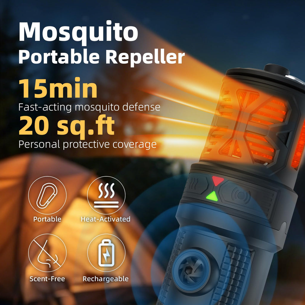 Portable Ultrasonic Mosquito Repeller with Carabiner Hook (6 Refills) I25093