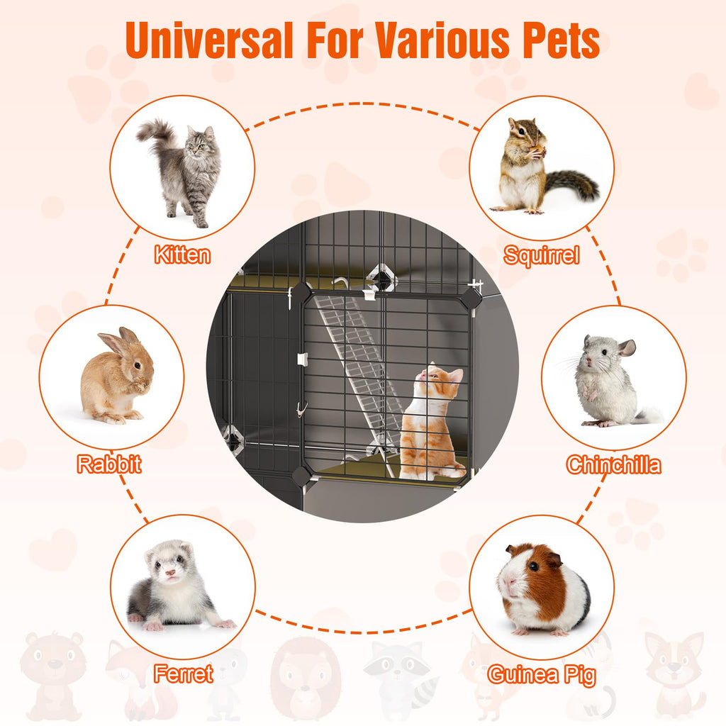 3-Tier Cat Cage with Litter Box, Hammock & Ladders R691068