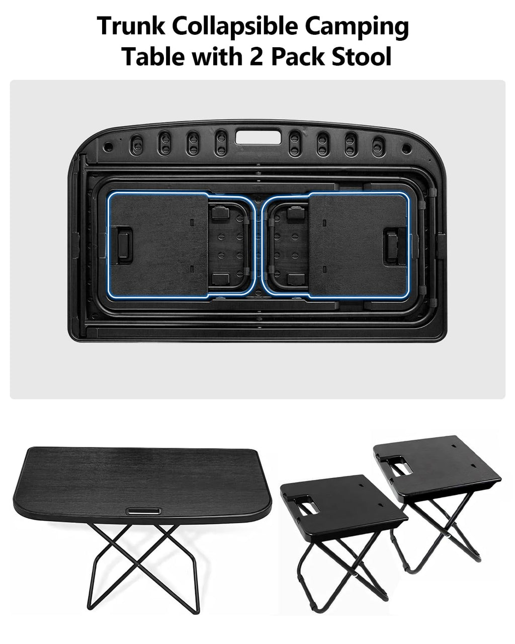 Portable Folding Camping Table with 2 Pack Chair X6281