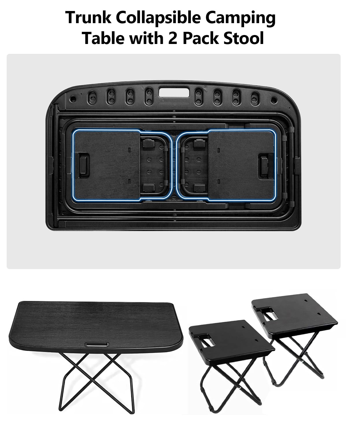 Portable Folding Camping Table with 2 Pack Chair X6281