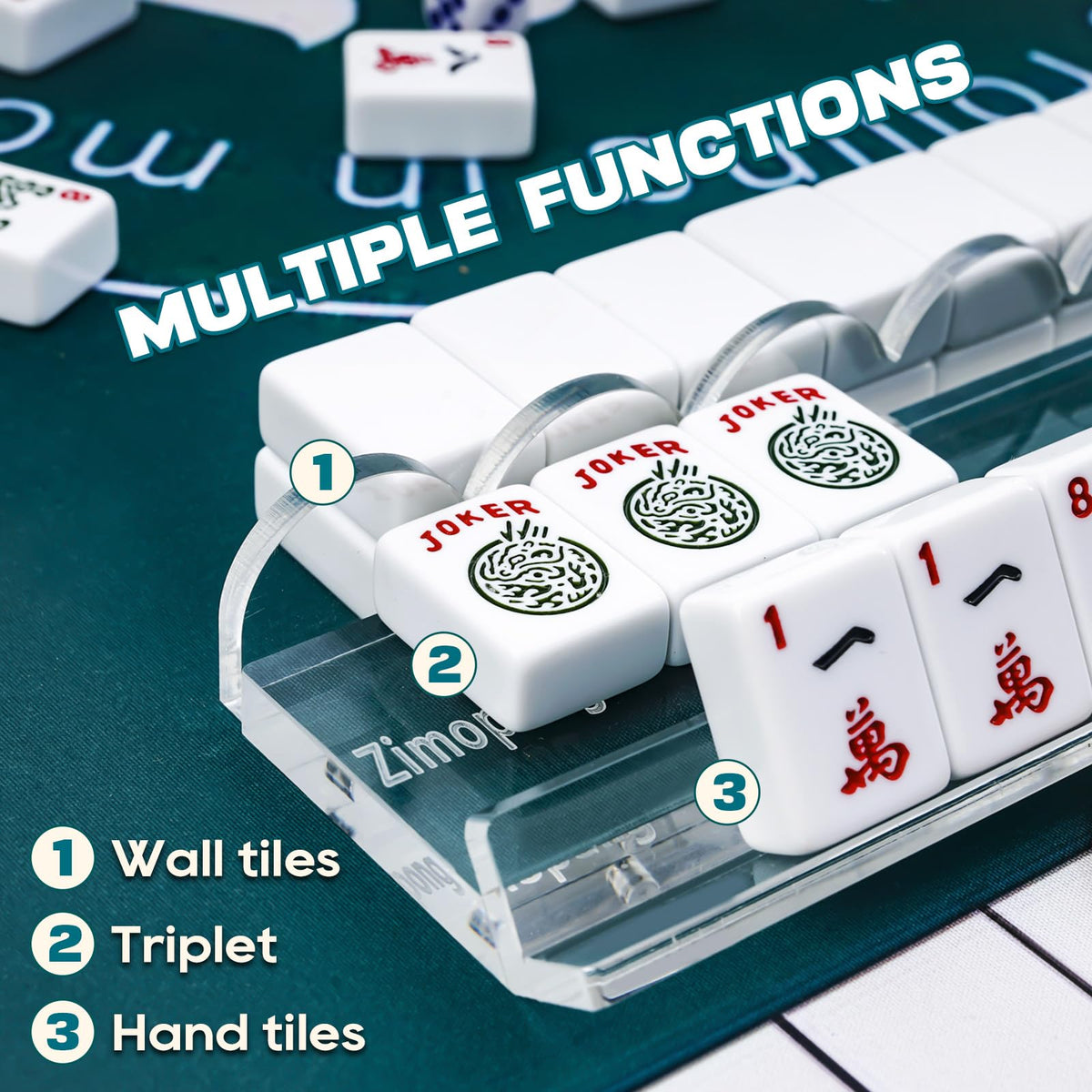 Clear Acrylic 17.5inch Mahjong Racks with Magnetic Pushers, 4 PCS X535