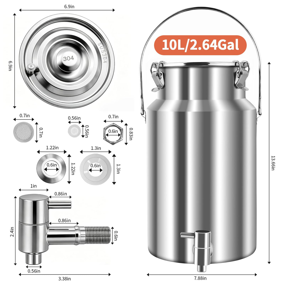 10L Stainless Steel Water Dispenser with Faucet E159