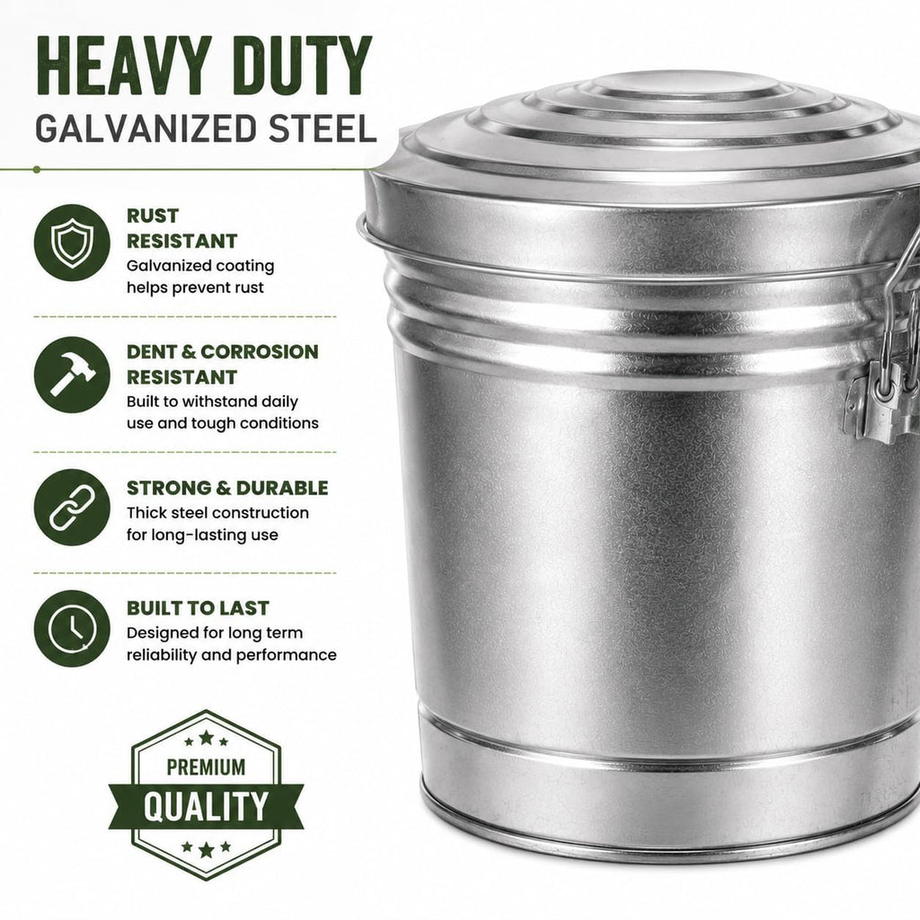 6-Gallon Galvanized Steel Storage Can with Lid F6435