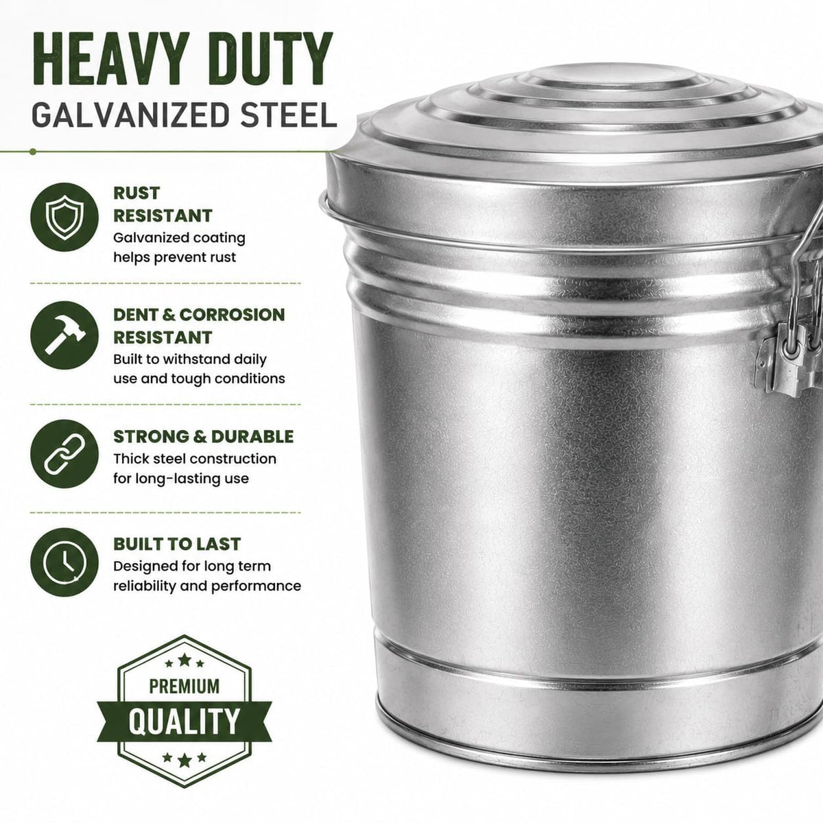 6-Gallon Galvanized Steel Storage Can with Lid F6435