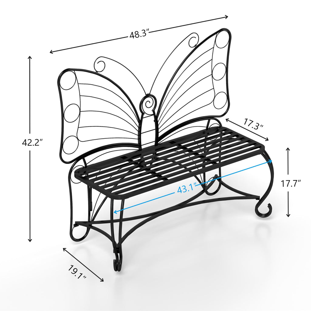 Cast Iron Garden Bench for 2 Persons Black I6295