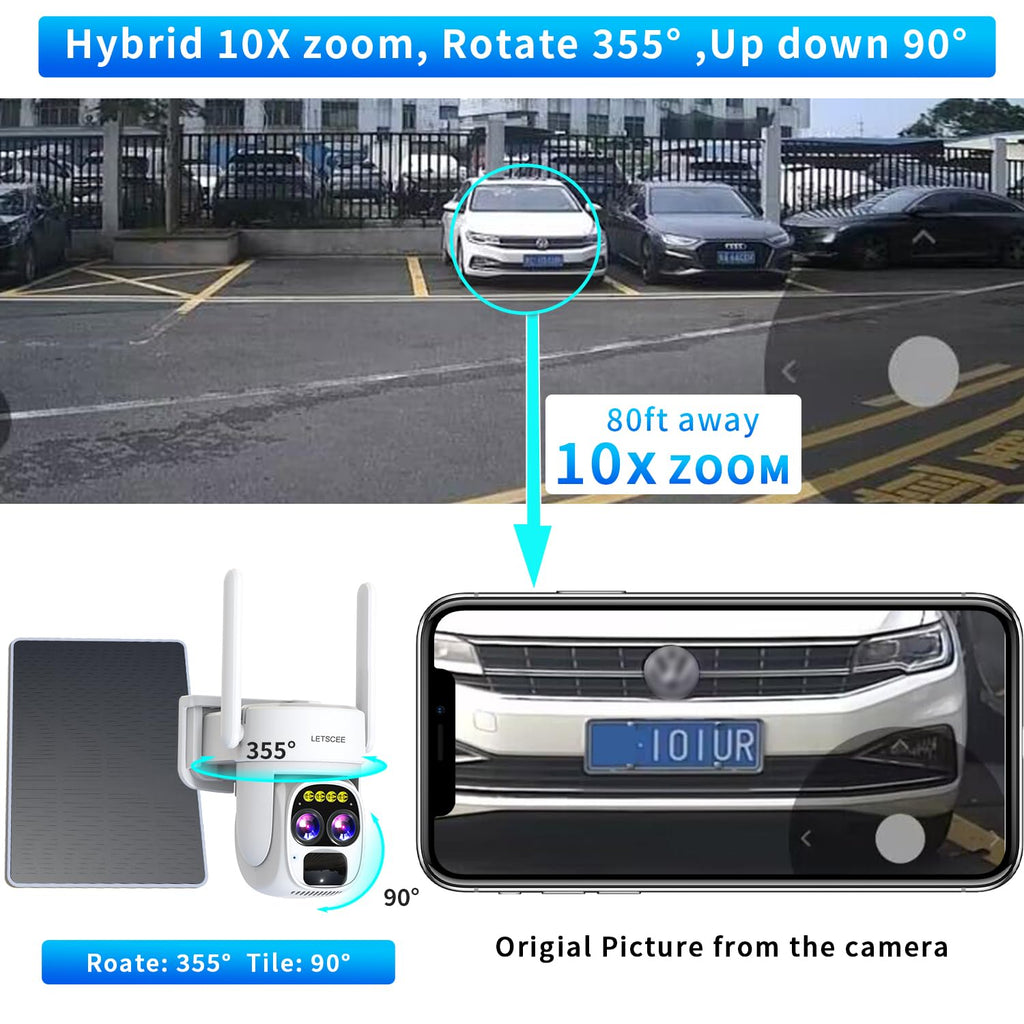 Wireless Solar Security Camera 360 PTZ Dual Lens 10x Zoom 2K Q993191