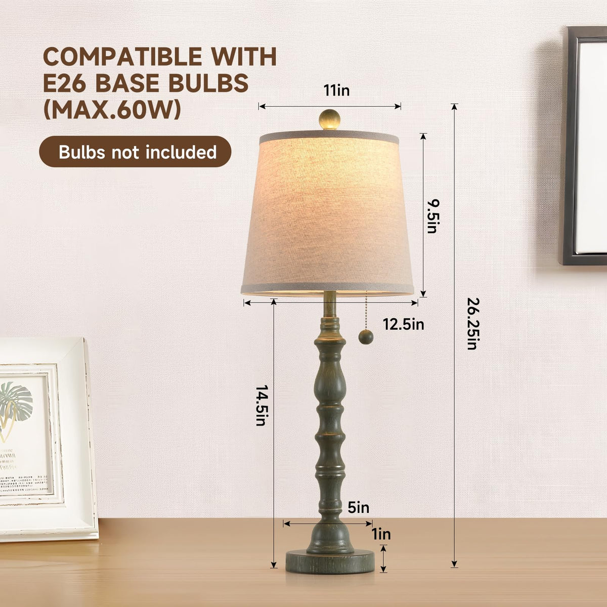 Set of 2 Turquoise Table Lamp with Fabric Lamp Shade L23162