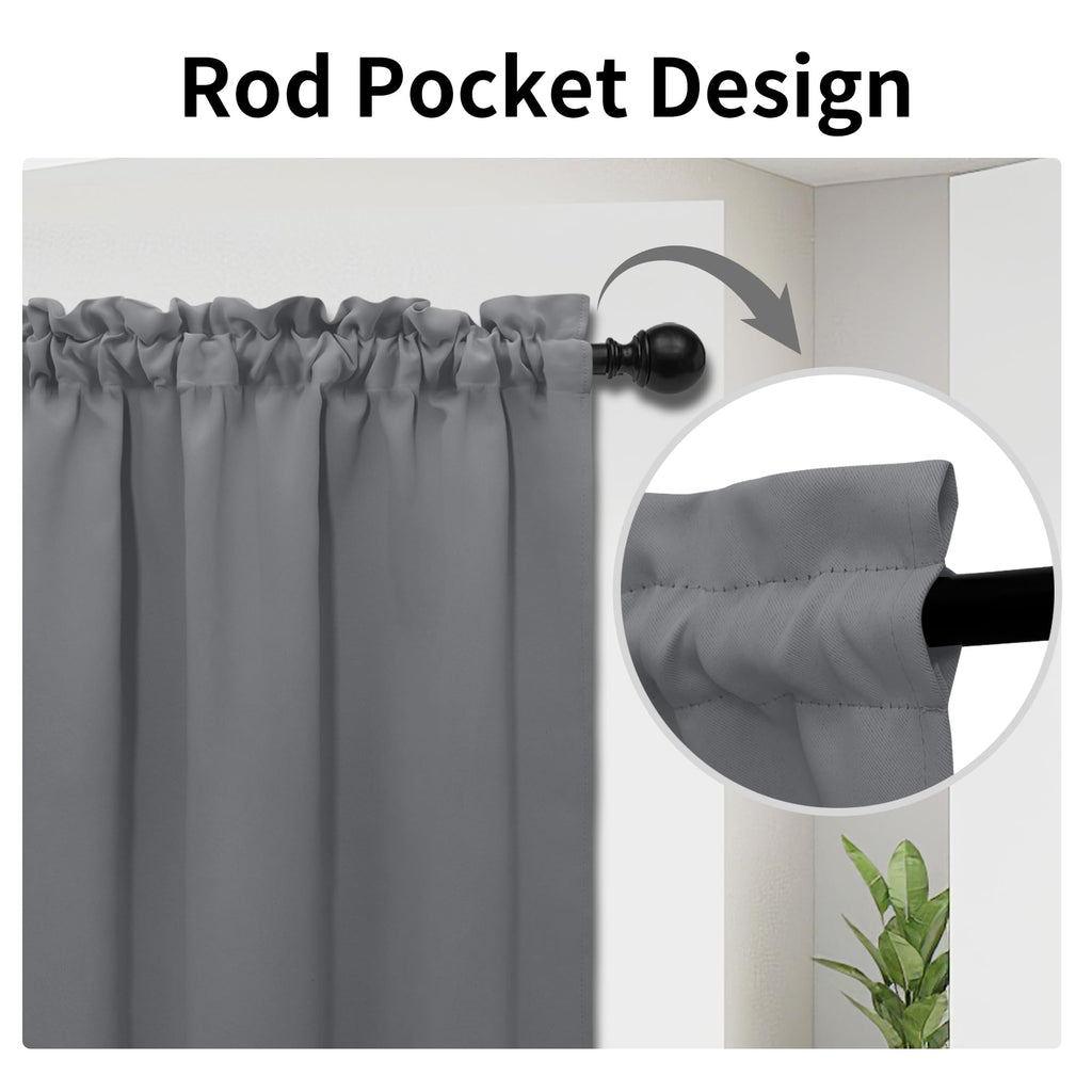 Blackout Door Curtains 1 Panel Gray J60487