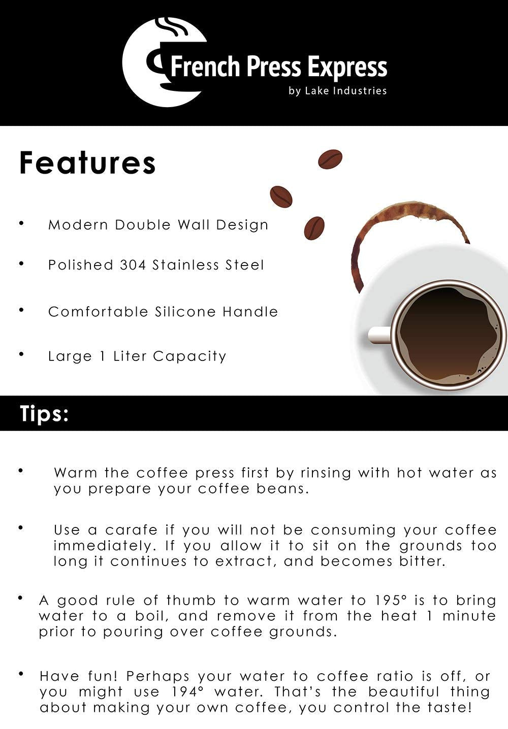 Stainless Steel Double-Wall Coffee Press 1 Liter K2563