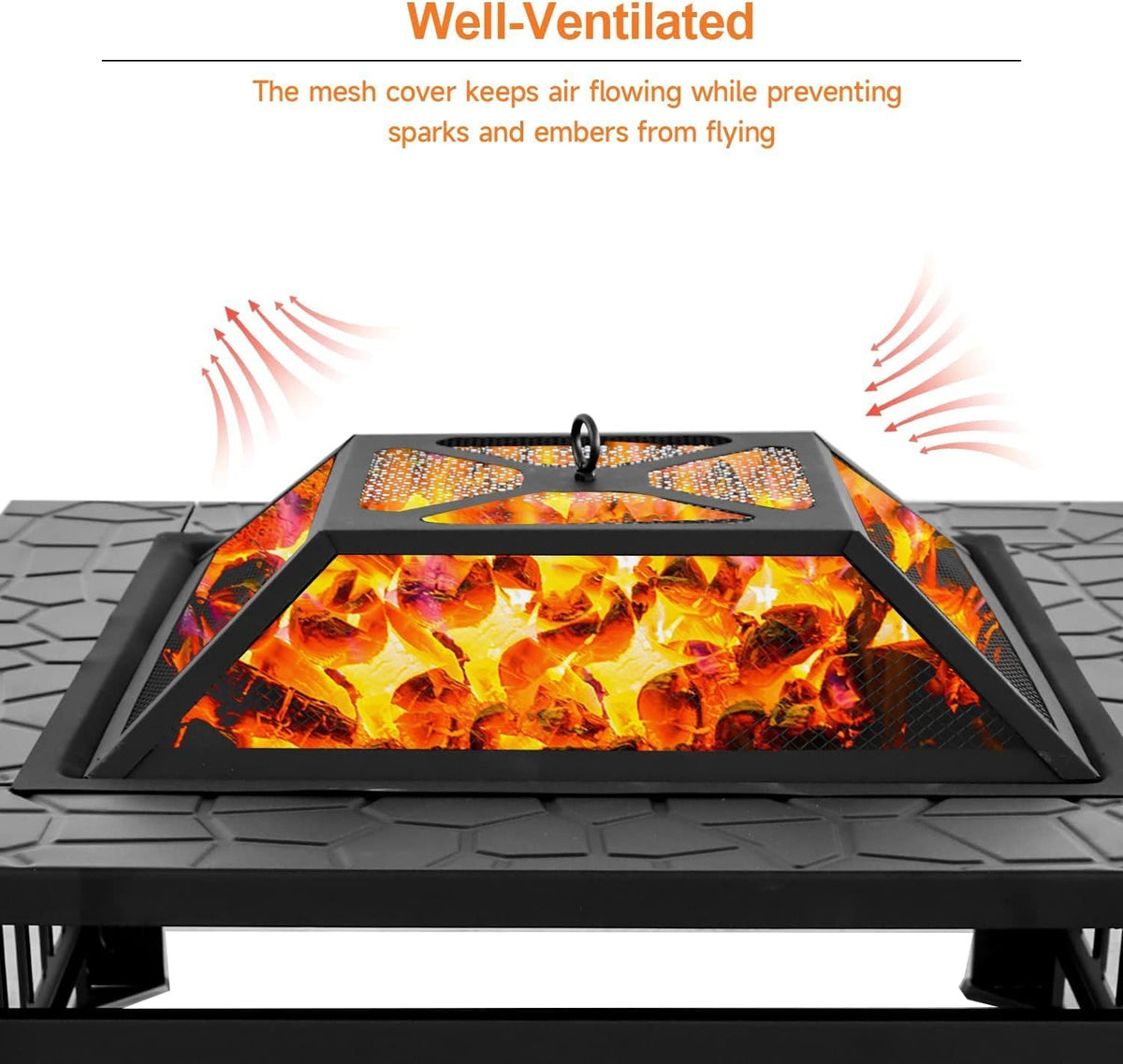 32 Inch Square Metal Wood Burning Fire Pit N7704