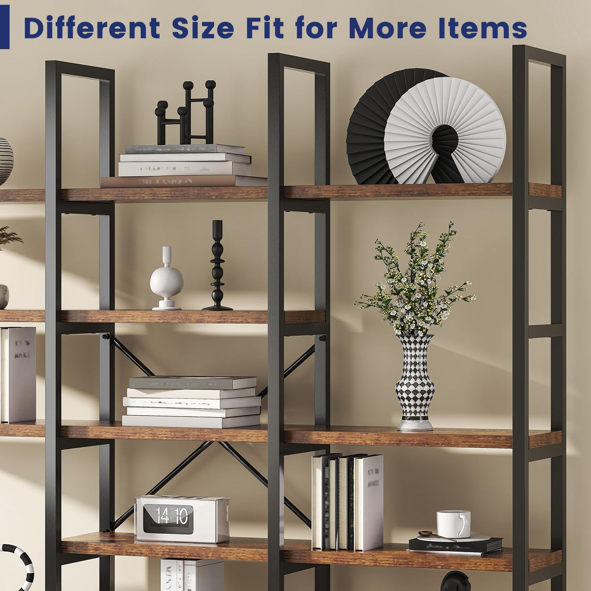 5 Tier Rustic Brown Bookshelf D8090