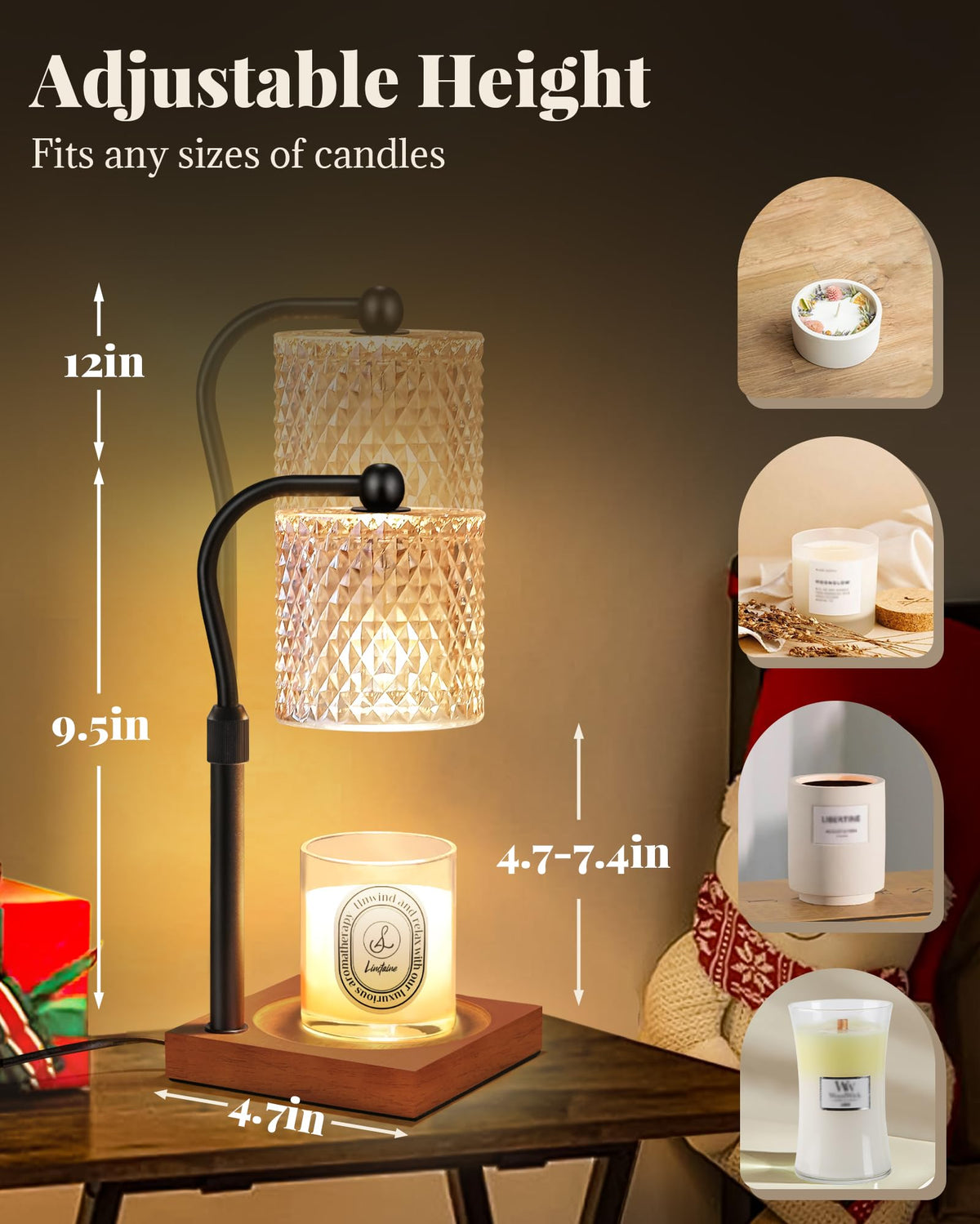 2 Pack Candle Warmer Lamp with Timer Dimmer Adjustable Height U11942