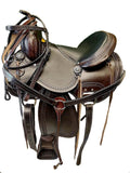 Brown Leather Western Horse Saddle Set with Headstall Breast Collar Reins H19756