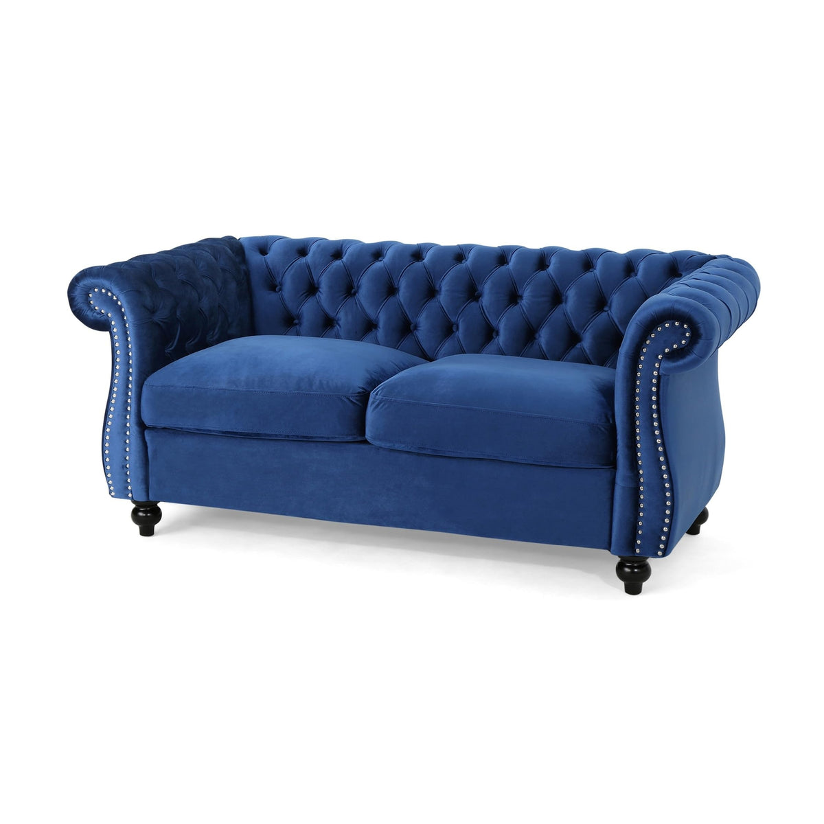 Navy Blue Velvet Loveseat Sofa U219692