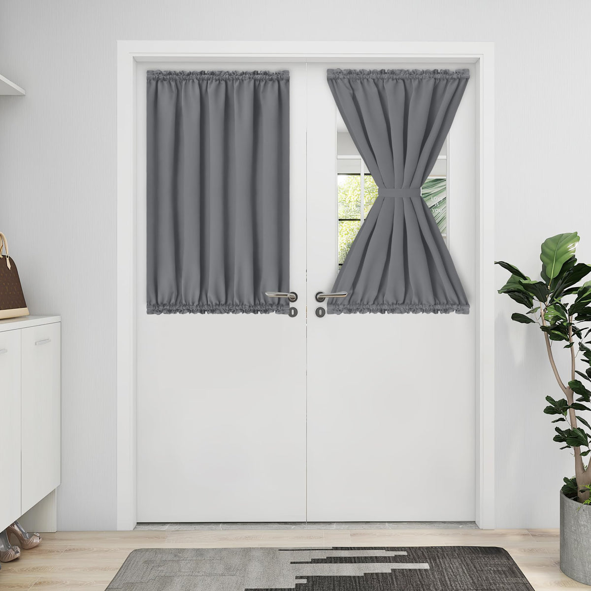 Blackout Door Curtains 1 Panel Gray J60487