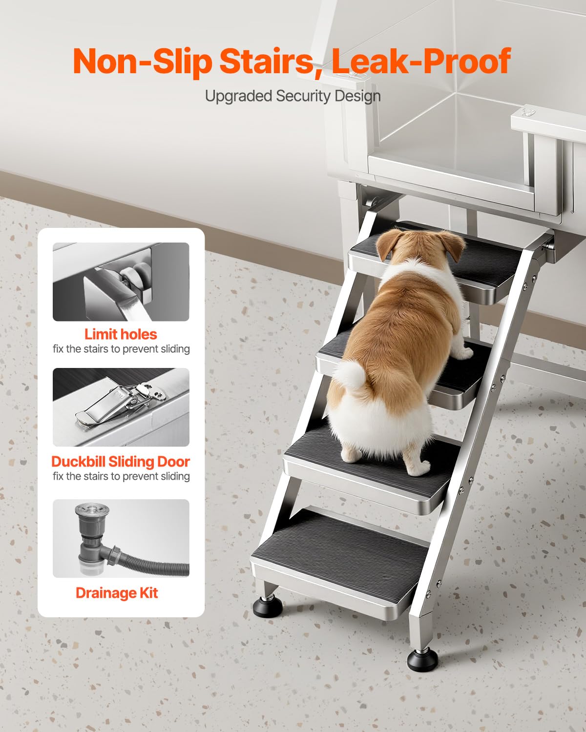 34" Stainless Steel Dog Washing Station with Shower Faucet Y3991