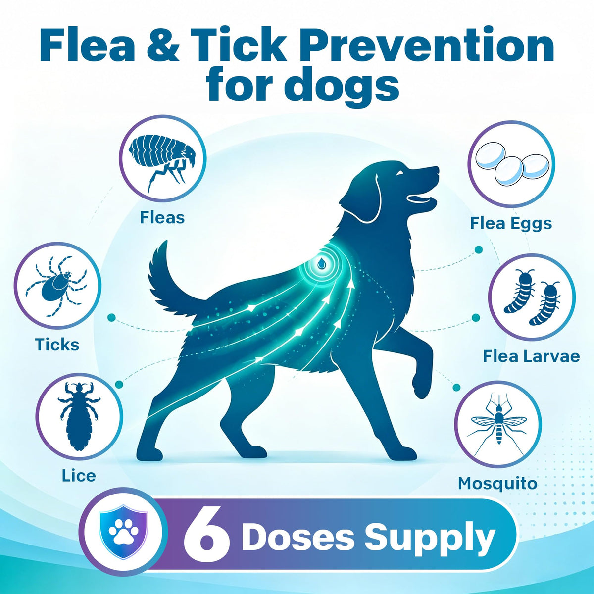 Flea and Tick Prevention for Medium Dogs 23-44 lbs 6 Doses G647
