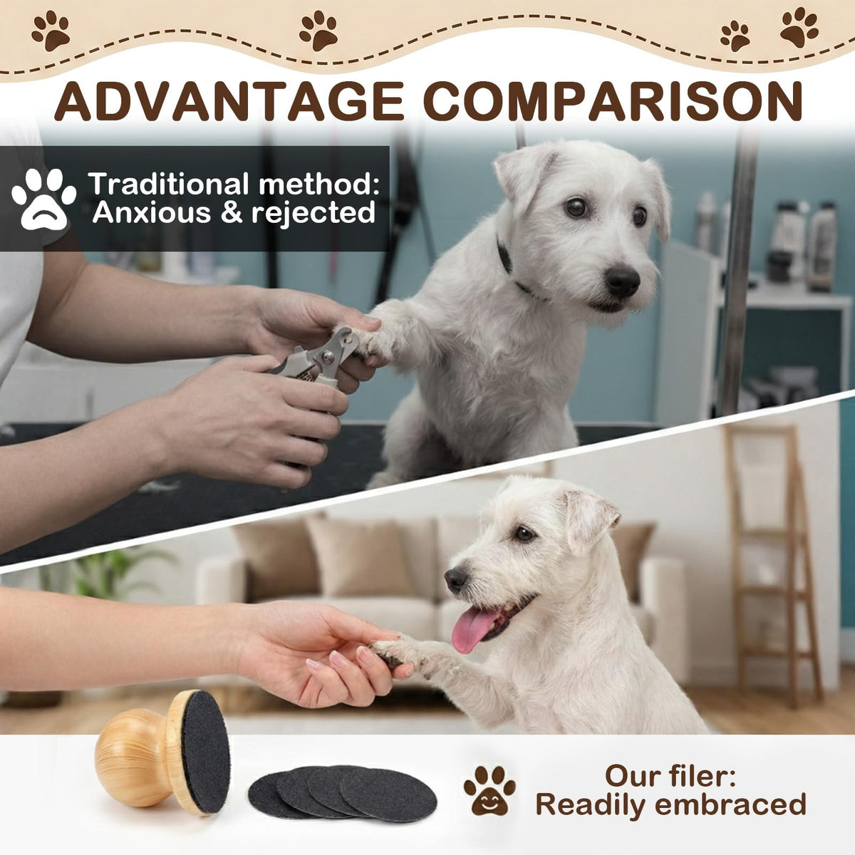Dog Nail File Grinder Board with 4-Pack Replaceable Sandpaper Discs D643