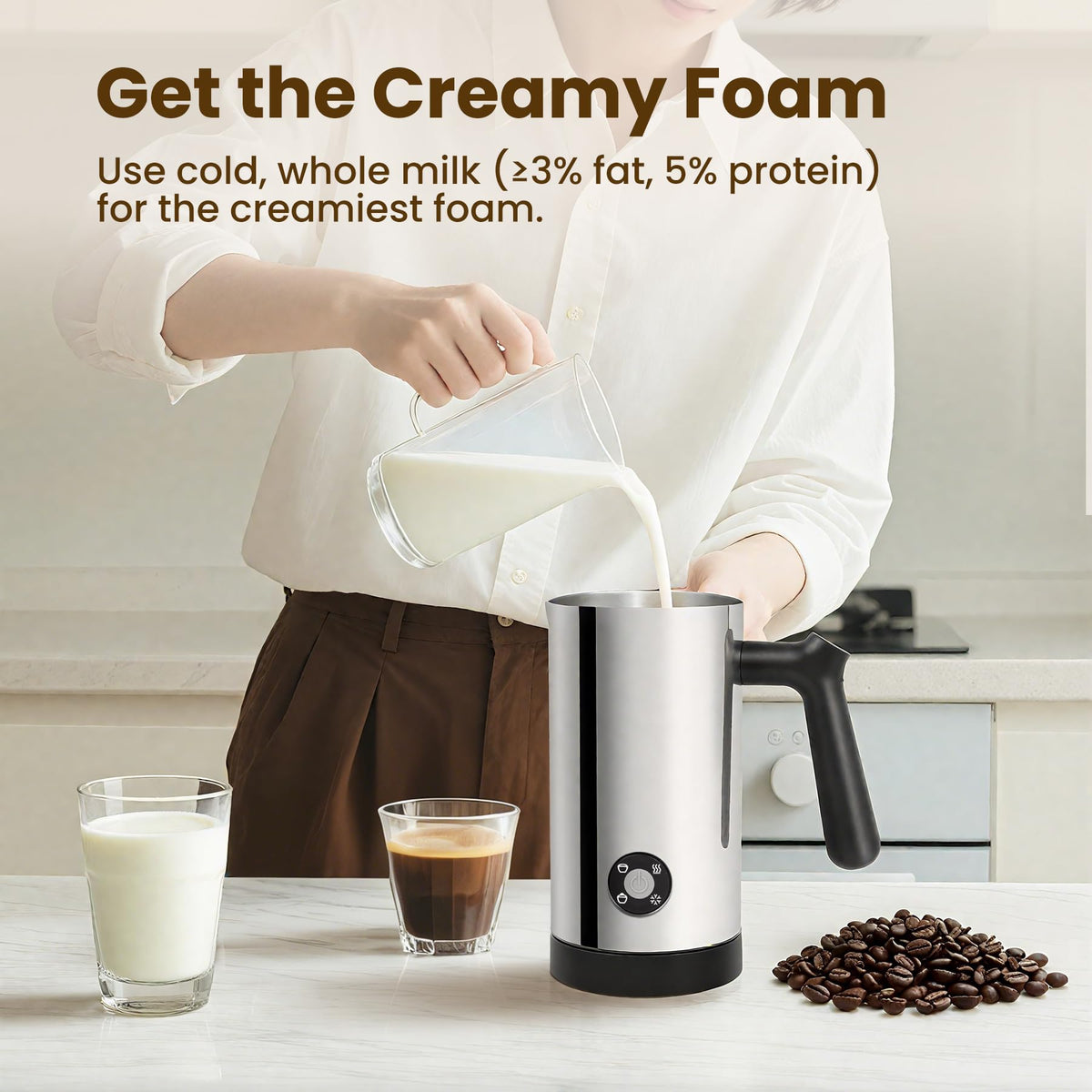 Electric Milk Frother 4-in-1 Foam Maker 10.6 oz L5338
