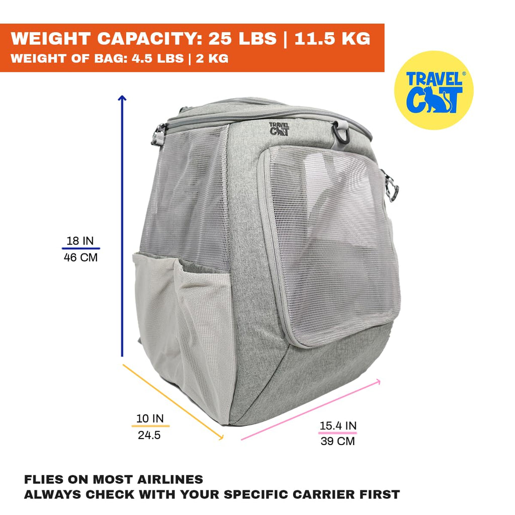 Grey Mesh Cat Carrier Bag with Side Pockets U85754