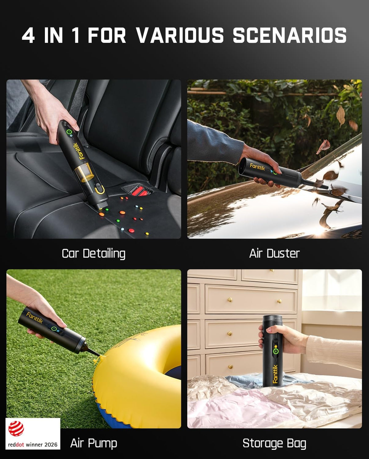 Cordless Handheld Car Vacuum, 19kPa, Black O3040