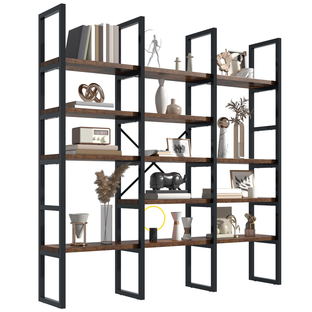 5 Tier Rustic Brown Bookshelf D8090