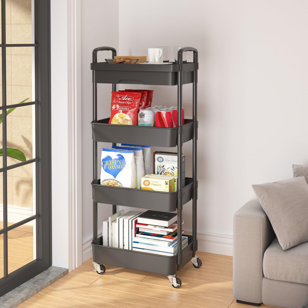 4-Tier Utility Cart with Drawer & Wheels Z1389