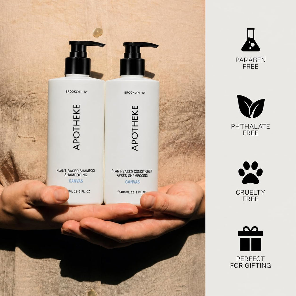 Plant-Based Shampoo and Conditioner Set with Aloe Chamomile Coconut and Jojoba Oils, 16.2 Fl Oz Each D396