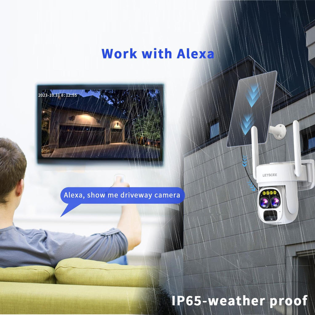 Wireless Solar Security Camera 360 PTZ Dual Lens 10x Zoom 2K Q993191