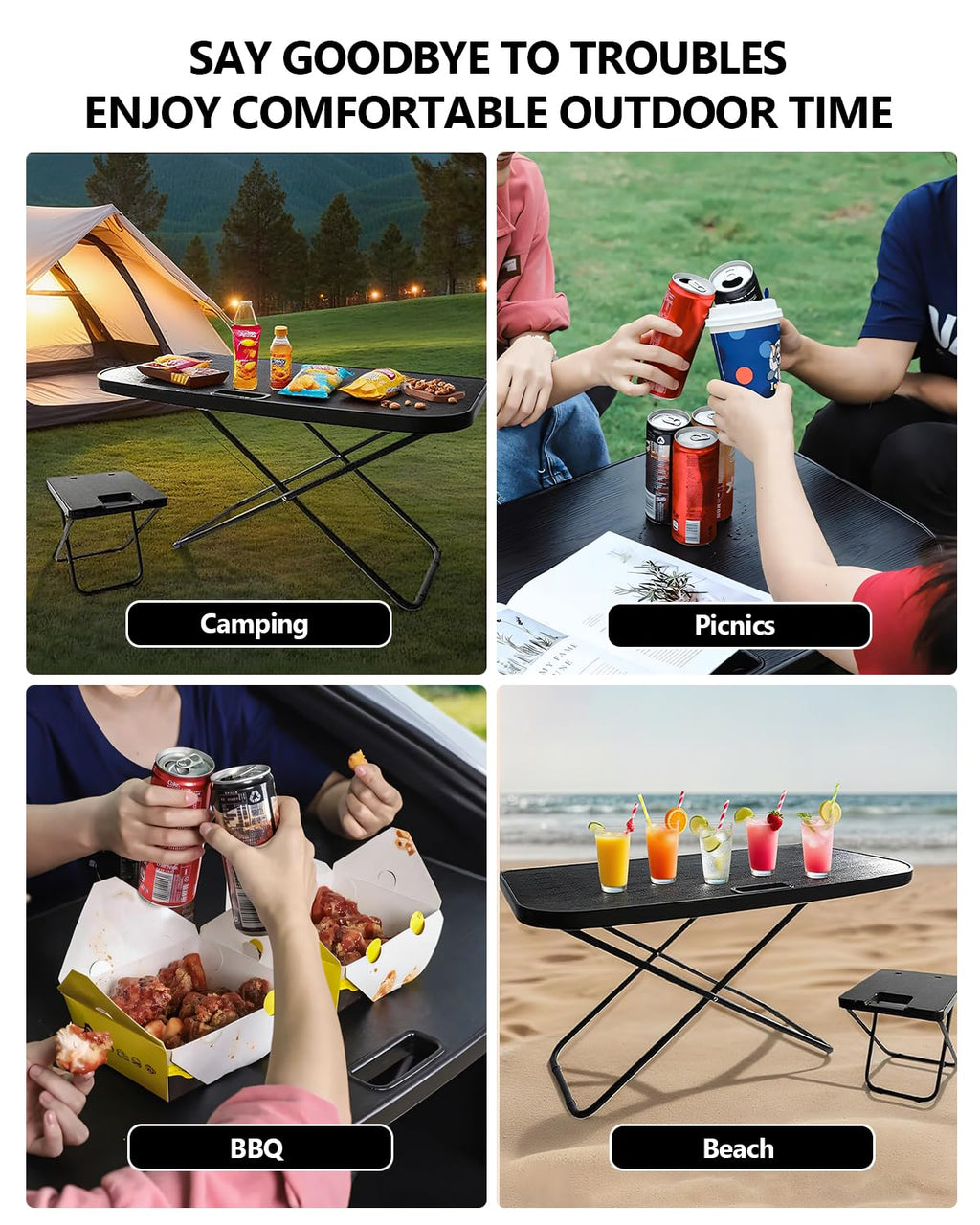 Portable Folding Camping Table with 2 Pack Chair X6281