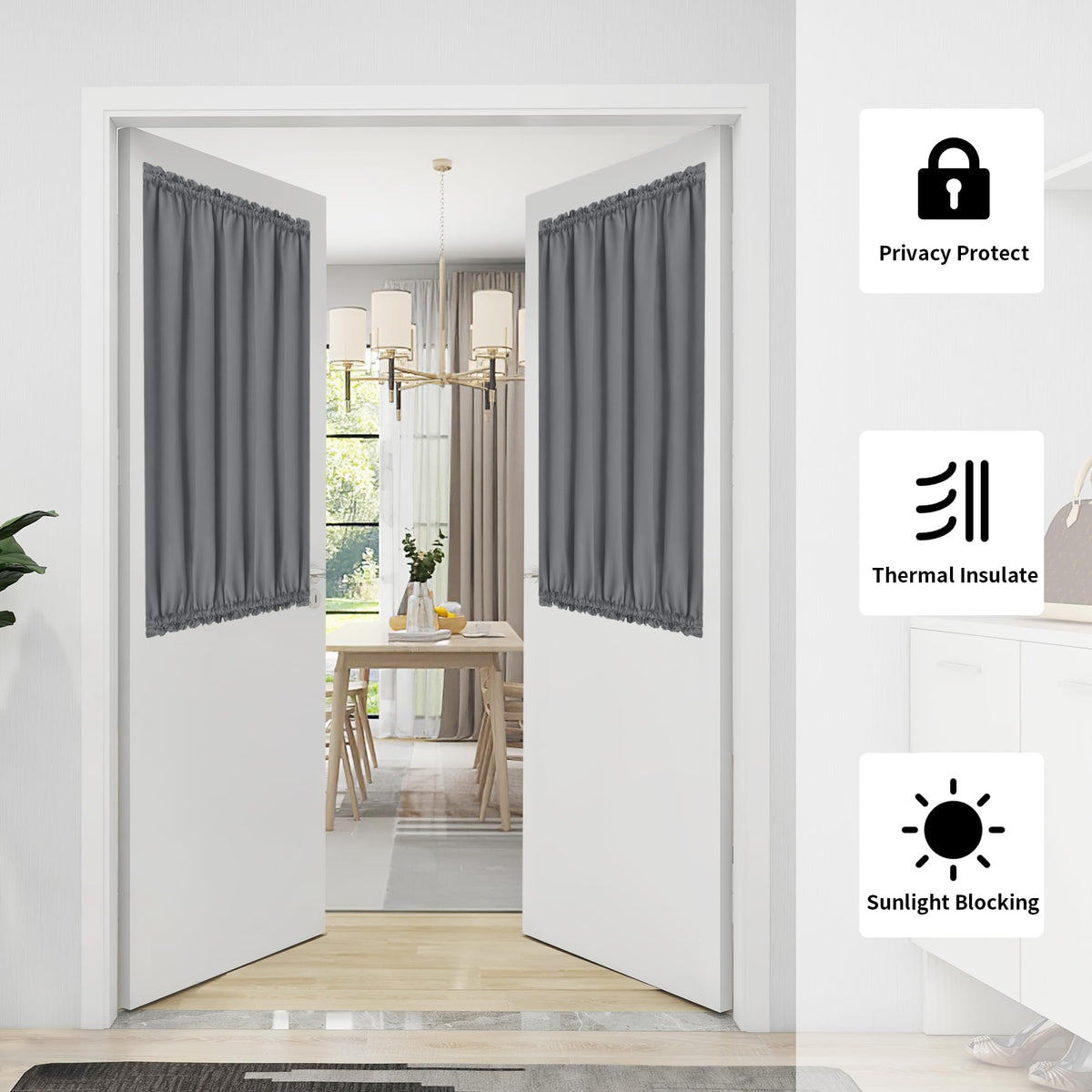 Blackout Door Curtains 1 Panel Gray J60487