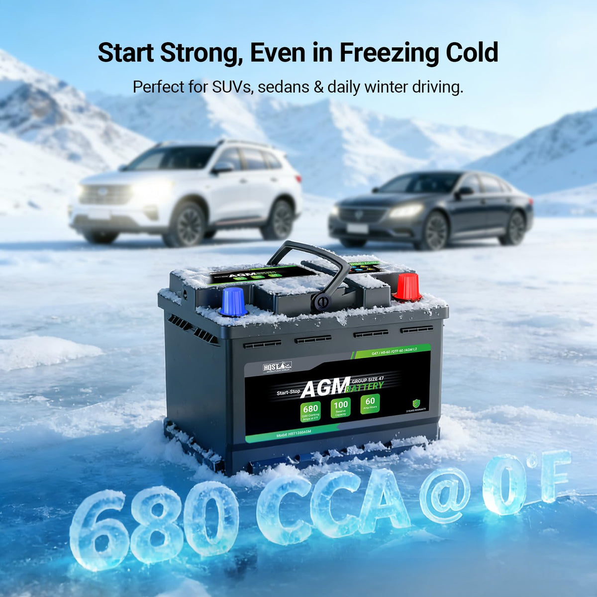 12V 60Ah AGM Car Battery Group 47 H5 W6033