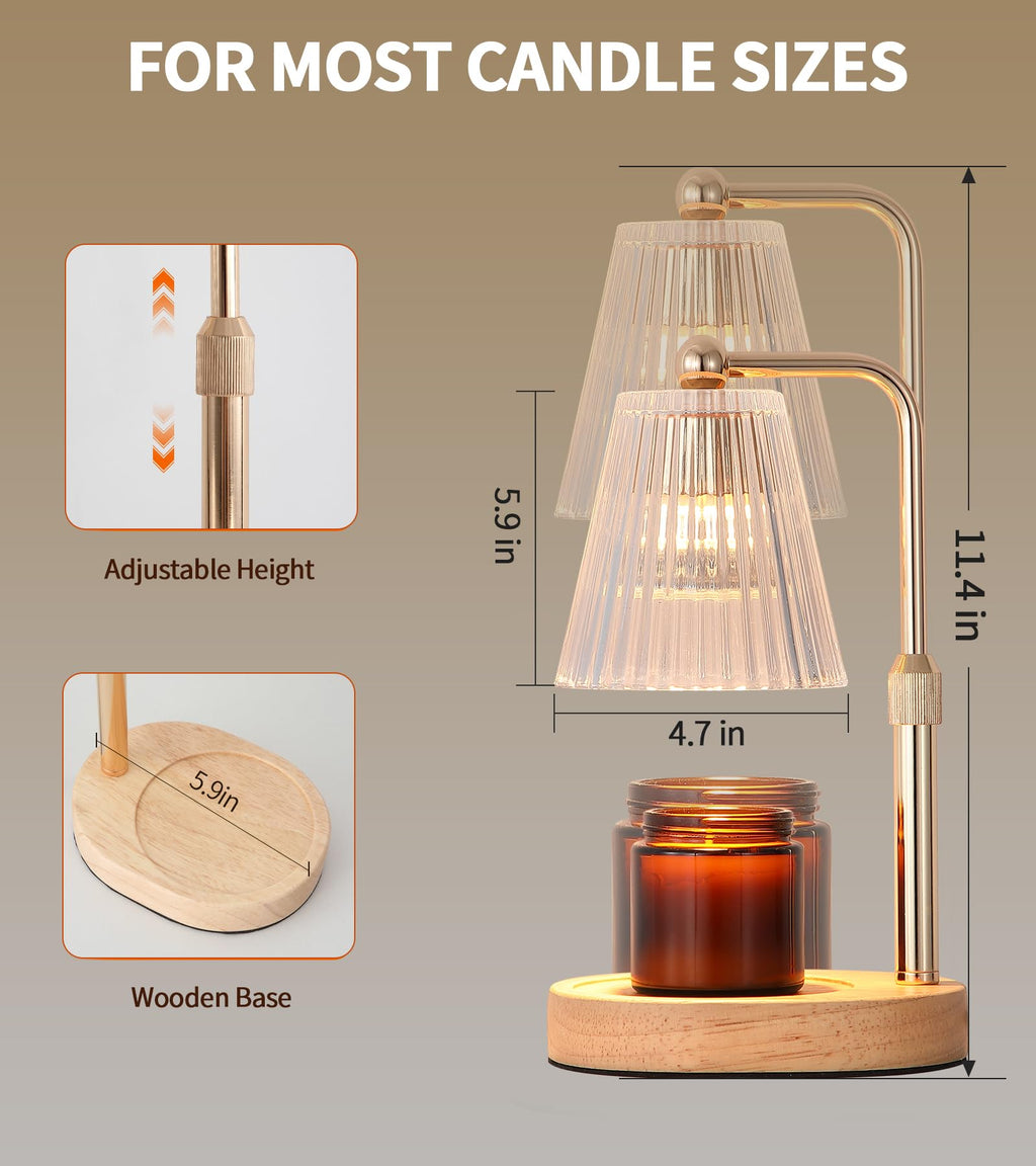 Gold Candle Warmer Lamp with Timer Dimmable with 2 Bulbs A163