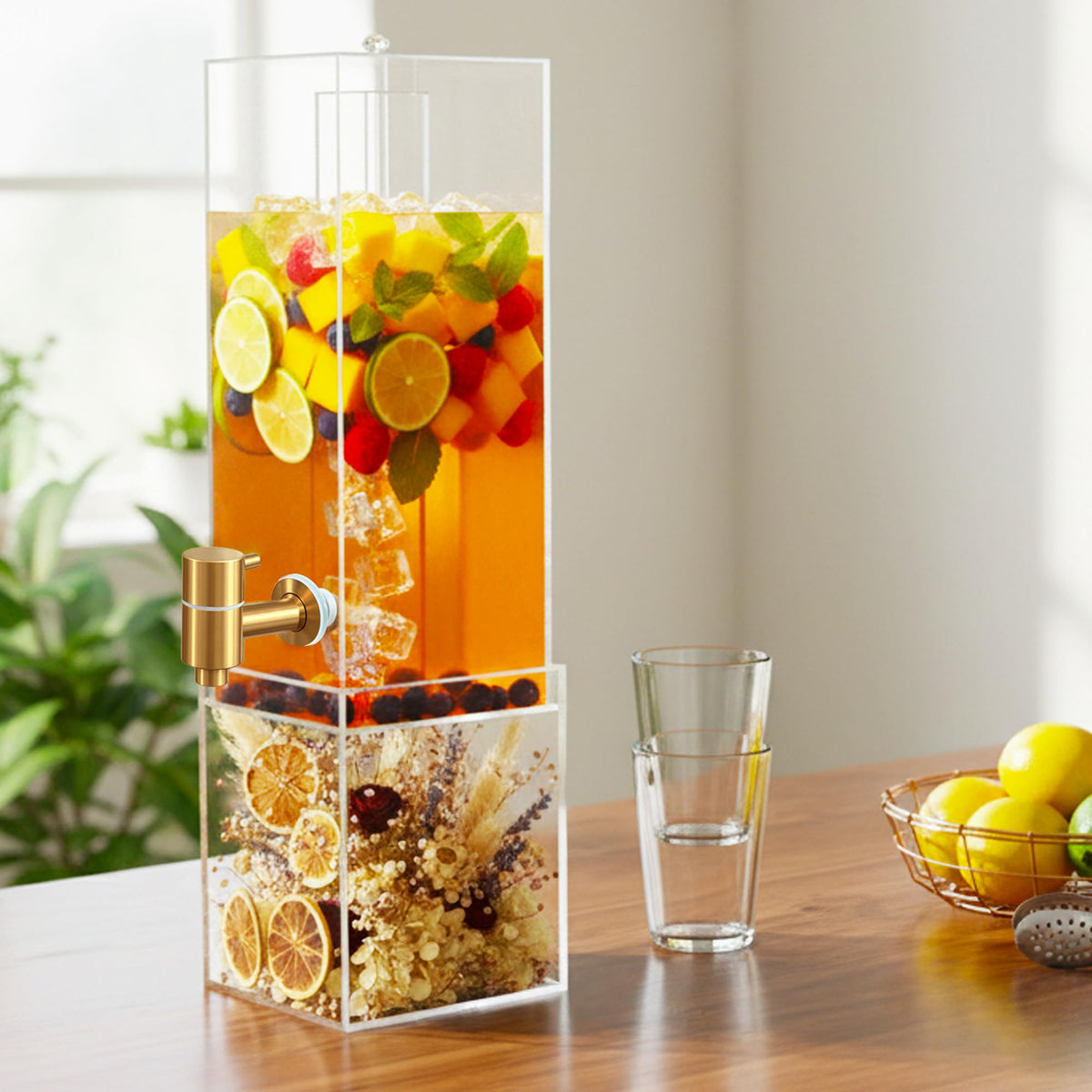 2 Gallon Drink Dispenser with Airtight Valve and Acrylic Stand F211874