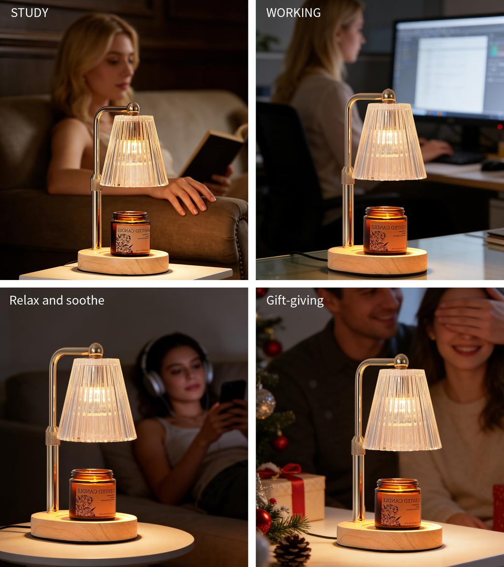 Gold Candle Warmer Lamp with Timer Dimmable with 2 Bulbs A163