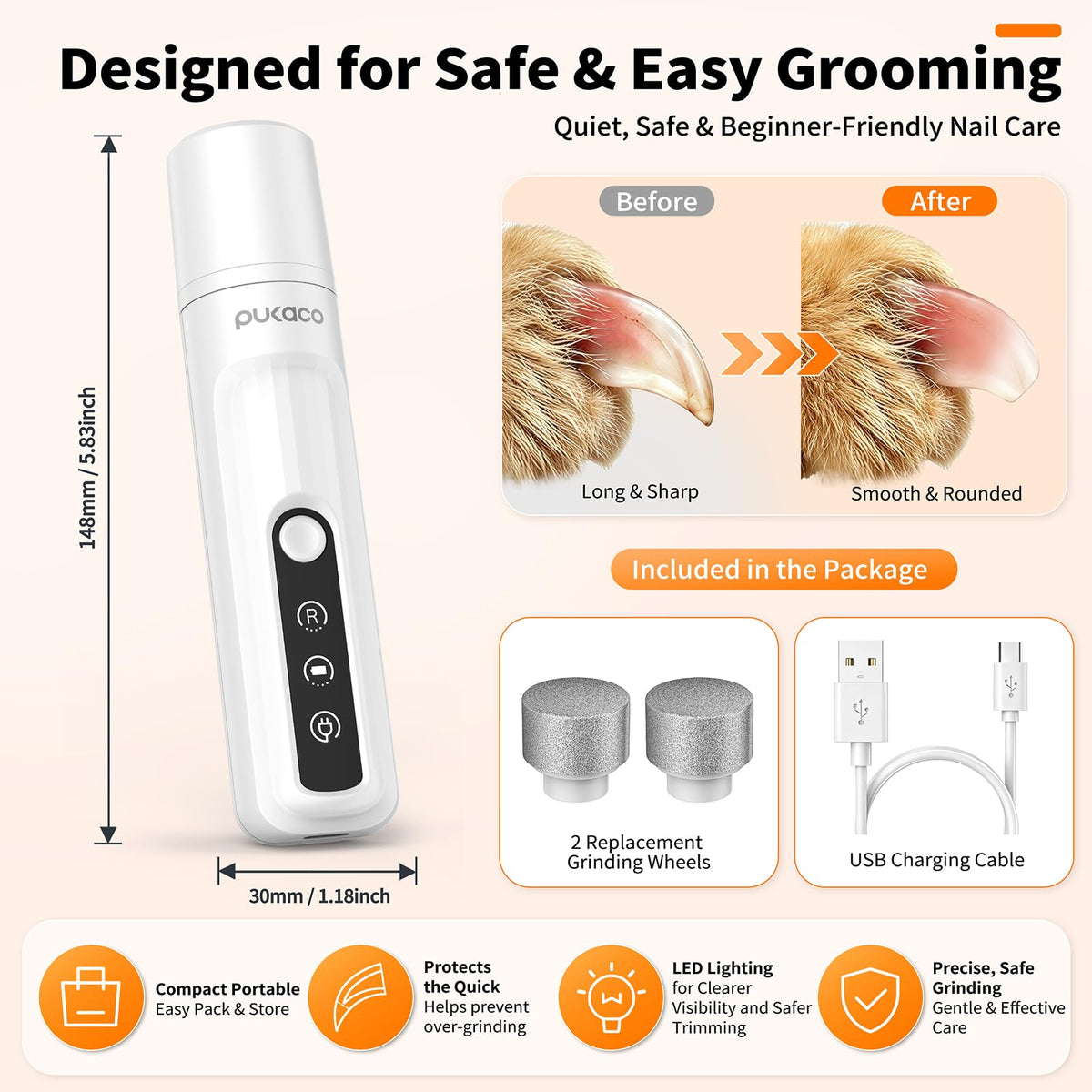 Electric Dog Nail Grinder with LED Light U97655